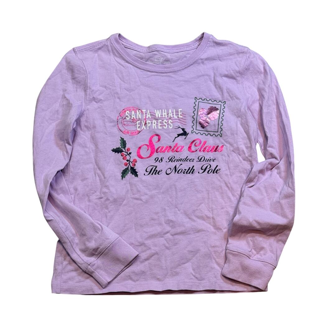 Vineyard Vines L/S Purple Christmas Shirt Girls S 6/7